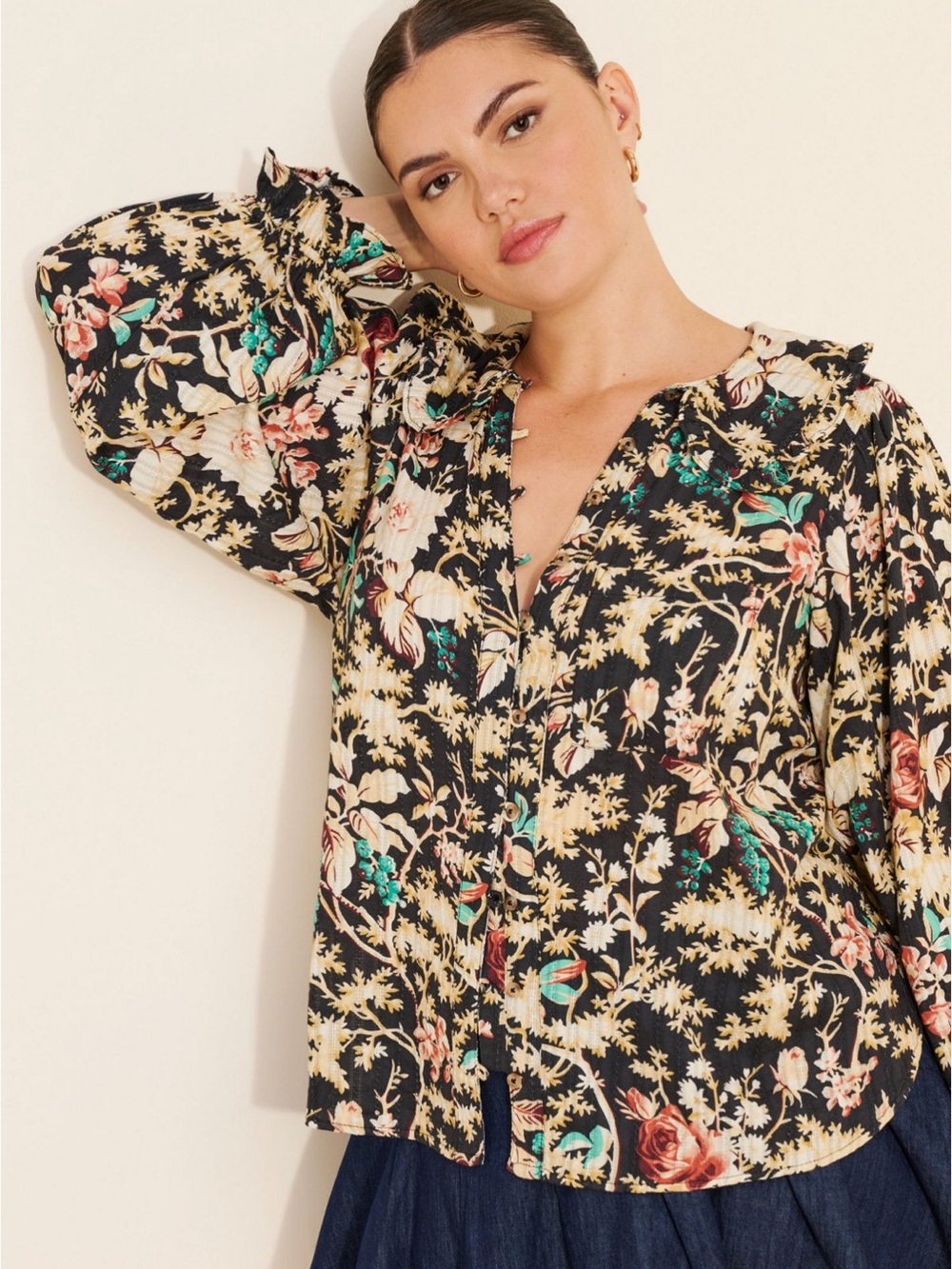 PILCRO Keira Collared Blouse